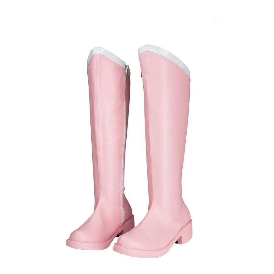 COSFUN Sailor Chibi Moon Chibiusa cosplay boots pair pink shafts with white top trim