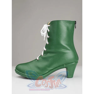 Sailor Jupiter Makoto Kino cosplay boot side profile outlines the green upper and angled heel