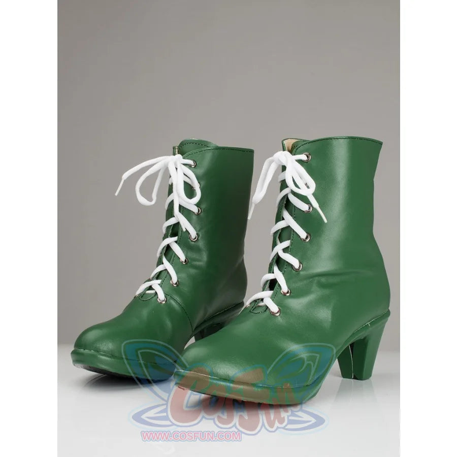 COSFUN Sailor Jupiter Makoto Kino cosplay boots set green uppers under white front laces