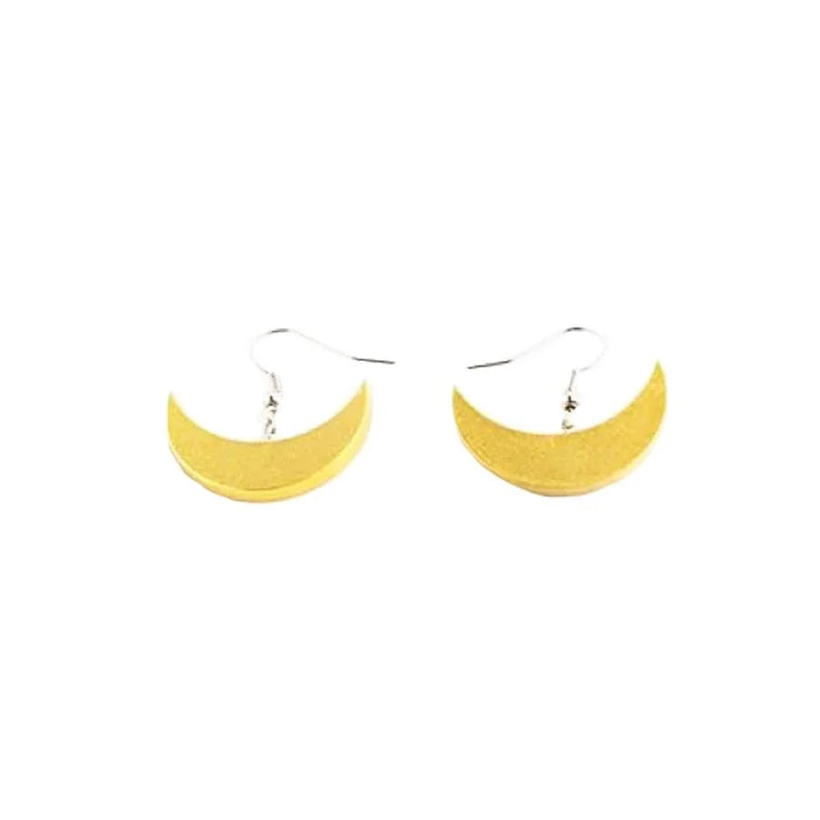 COSFUN Sailor Moon Usagi Tsukino cosplay earrings pair yellow crescent charms on silver-tone hooks
