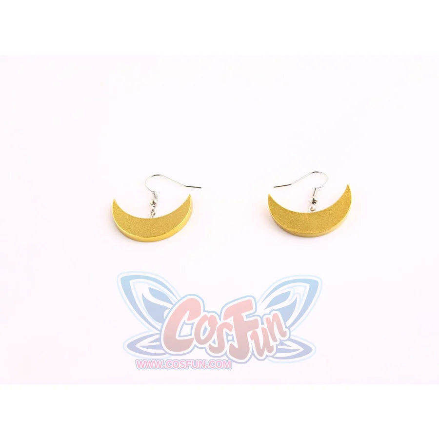 Sailor Moon Usagi Tsukino cosplay crescent earrings pair yellow moon charms on silver-tone hooks