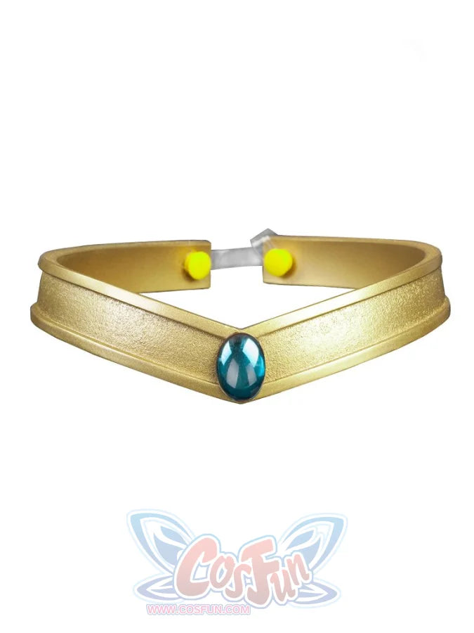 Sailor Neptune Michiru Kaiou cosplay tiara centers a teal gem-like oval over a gold-tone band