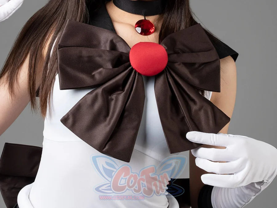 Sailor Moon Sailor Pluto Meiou Setsuna cosplay chest bow gathers dark fabric around a red gem-like center