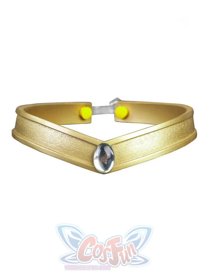 Sailor Saturn Hotaru Tomoe cosplay tiara centers a dark gem-like oval over a gold-tone band