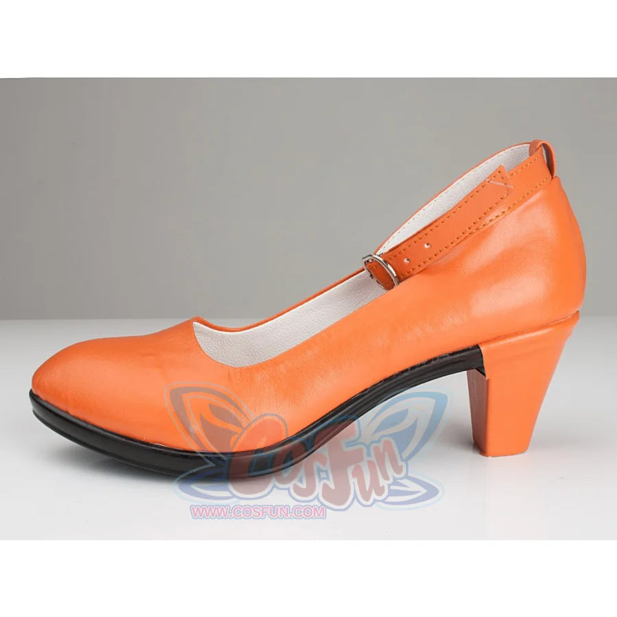 Sailor Venus Aino Minako cosplay shoe side profile outlines the orange upper and black sole