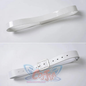 Sapphire cosplay costume centers white waist belt with a metal buckle and adjustment holes.