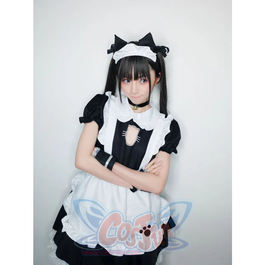 Sexy Bust Open Kitty Ruffle Lace Maid Dress Cosplay Costume Costumes