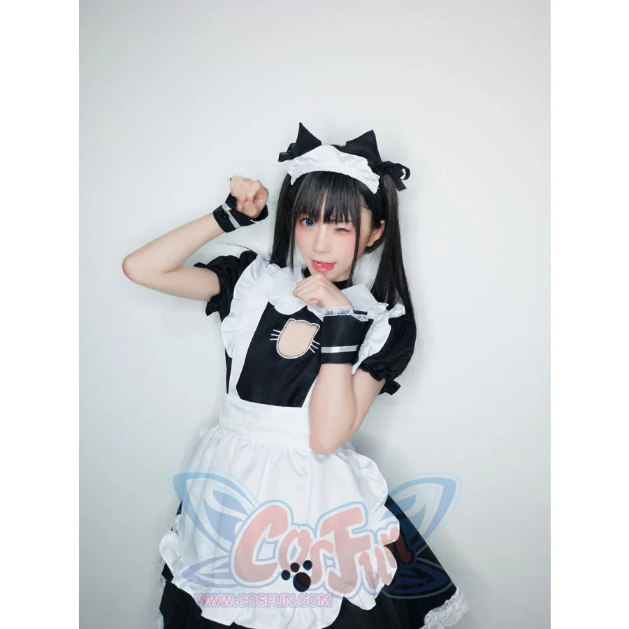 Sexy Bust Open Kitty Ruffle Lace Maid Dress Cosplay Costume Costumes