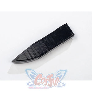 The Boys Soldier Boy cosplay knife holder flat lay centers a black sheath piece for the waist set.