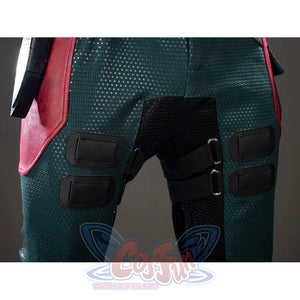 The Boys Soldier Boy cosplay thigh straps sit across green pants beside black textured side panels.