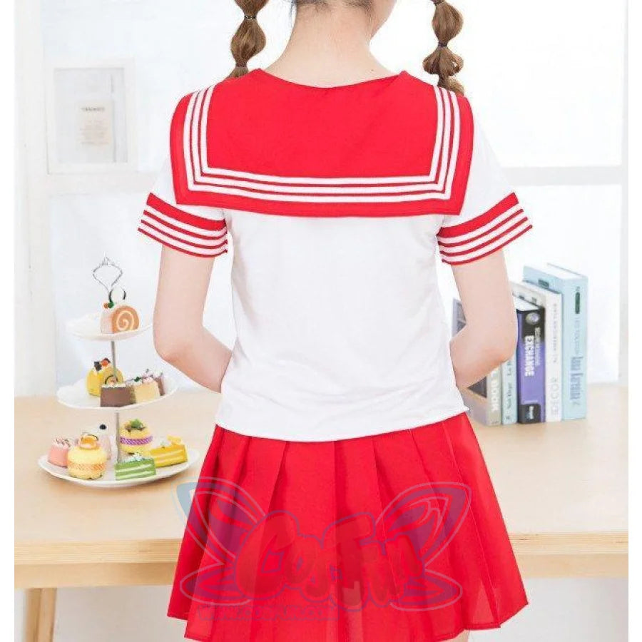 Solid Beautiful Sailor Stripe Top Pleated Skirt School Uniforms Uniform