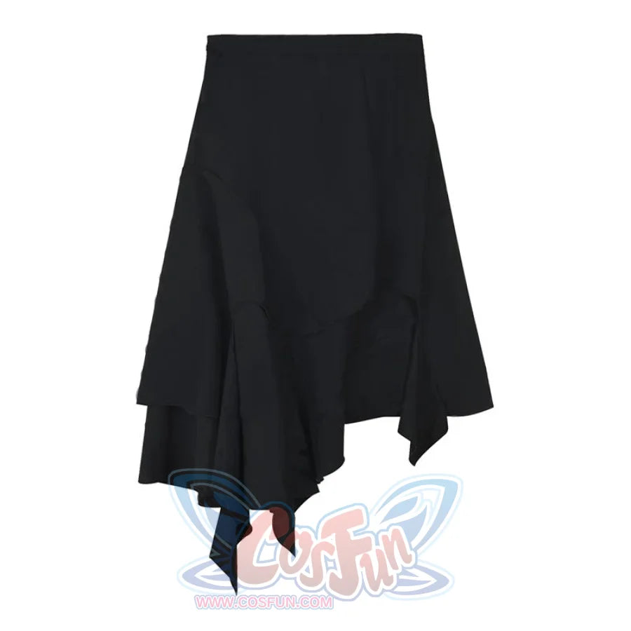 Solid Irregular Round Split High Waist Skirt Black / S
