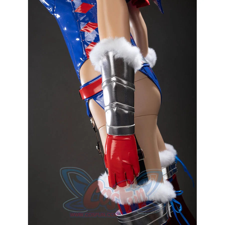 Swords &amp; Slippers Snow White cosplay arm guard detail pairs a red glove with silver-tone forearm armor.