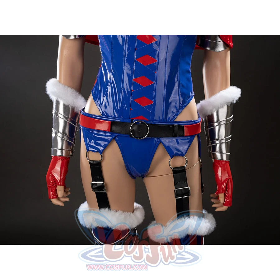 Swords &amp; Slippers Snow White cosplay waist detail sets a red belt between glossy gloves and silver-tone arm guards.