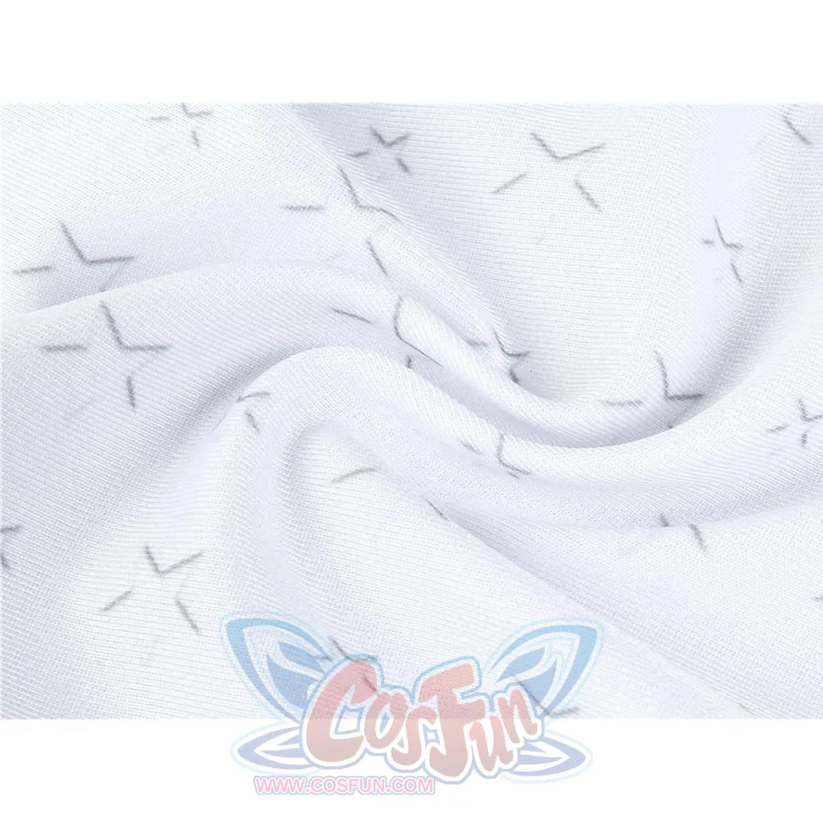 The Boys Starlight cosplay fabric close-up traces raised star texture across soft white cloth.