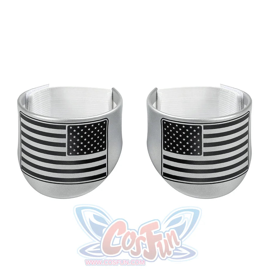 The Boys Stormfront Clara Vought cosplay arm guards pair silver stripe bands across matching cuff shapes.