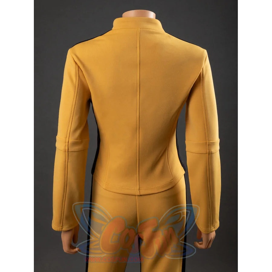 Back view of The Bride Cosplay jacket with stand collar, center seam, fitted paneling and straight hem