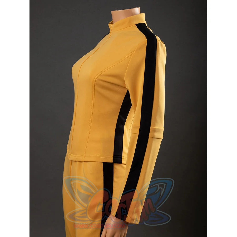 Side close-up of The Bride Cosplay jacket with black sleeve stripe, fitted side panel and seam construction