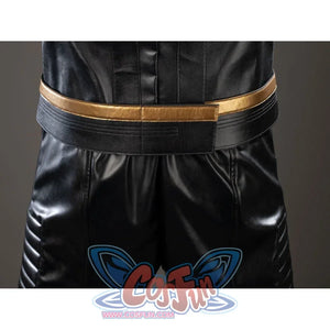 Thor Odinson cosplay waist detail with a black belt edged by gold-tone trim.