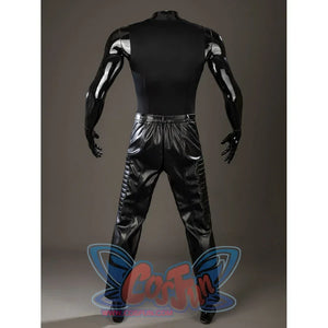 Thor Odinson cosplay inner top back view with a plain black torso and matching pants.