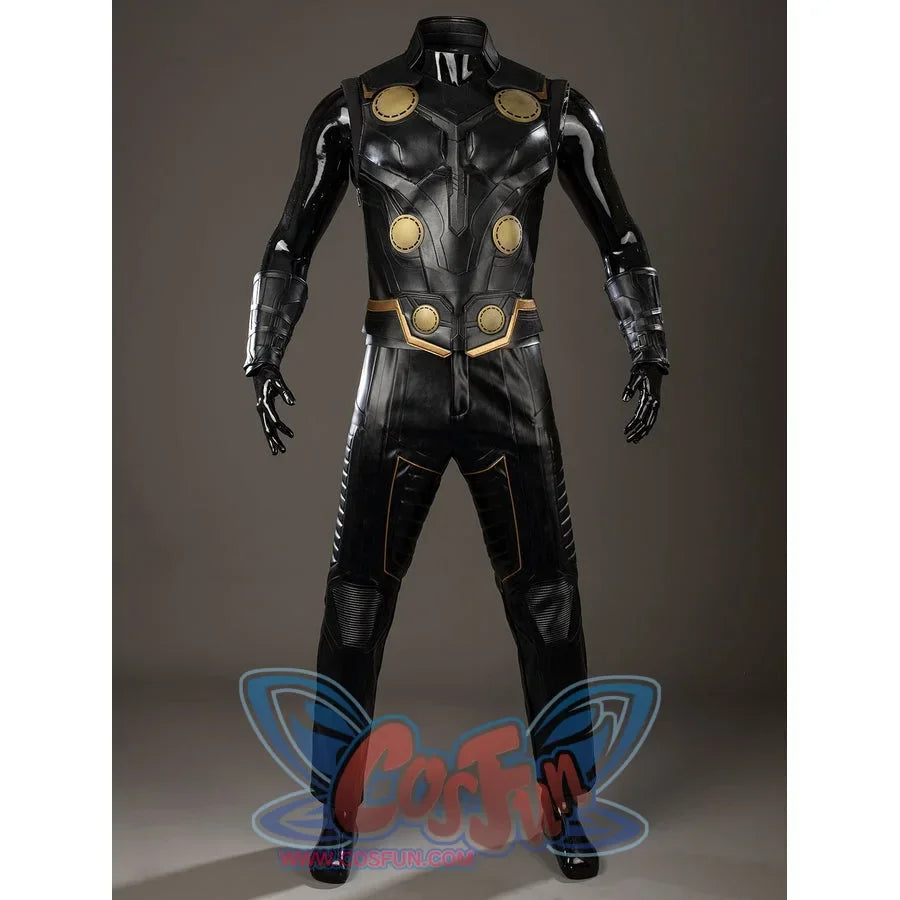 Thor Odinson cosplay outfit front view without the cape, showing the black paneled vest and pants.
