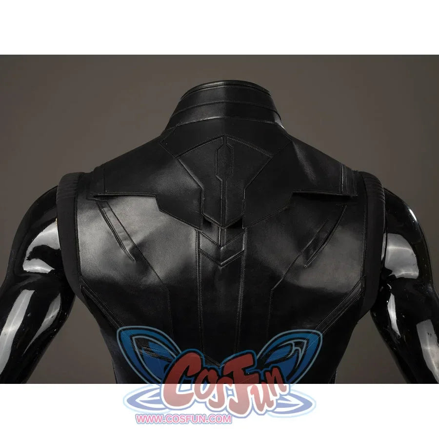 Thor Odinson cosplay vest back detail with geometric seams across the shoulder blades.