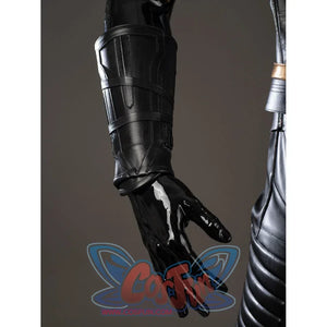 Thor Odinson cosplay wrist guard detail with segmented black panels and a fitted hand opening.