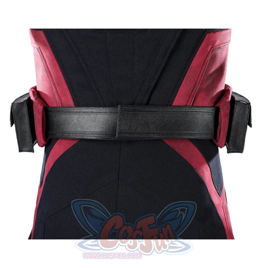 Thunderbolts John Walker cosplay costume details the back waist with a black utility belt and pouches.