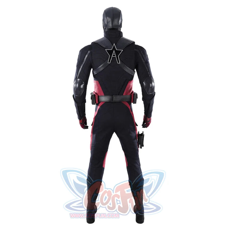 Thunderbolts John Walker cosplay costume back view pairs black and red panels with a star emblem.