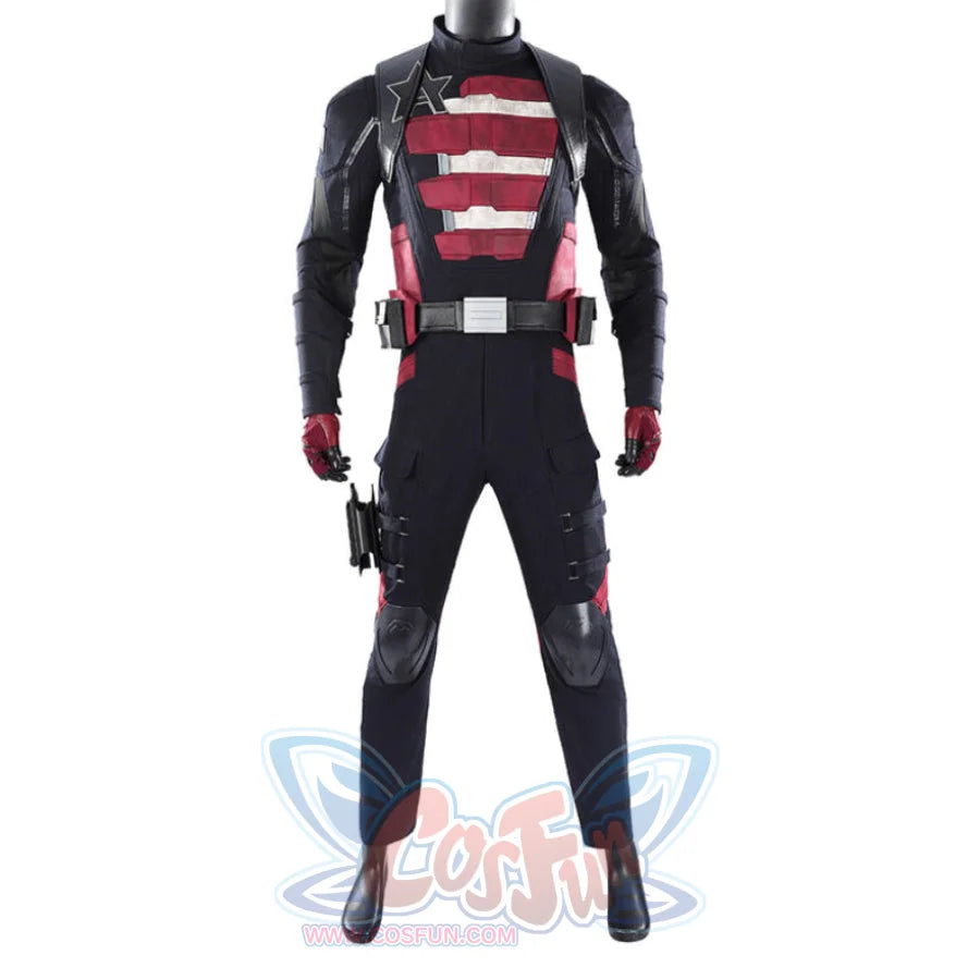 Thunderbolts John Walker cosplay costume centers a red striped star panel and utility belt.