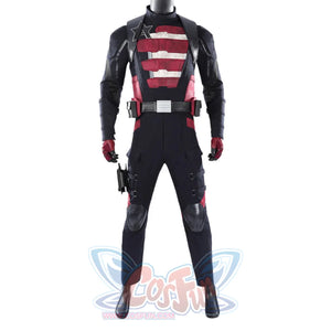 Thunderbolts John Walker cosplay costume centers a red striped star panel and utility belt.
