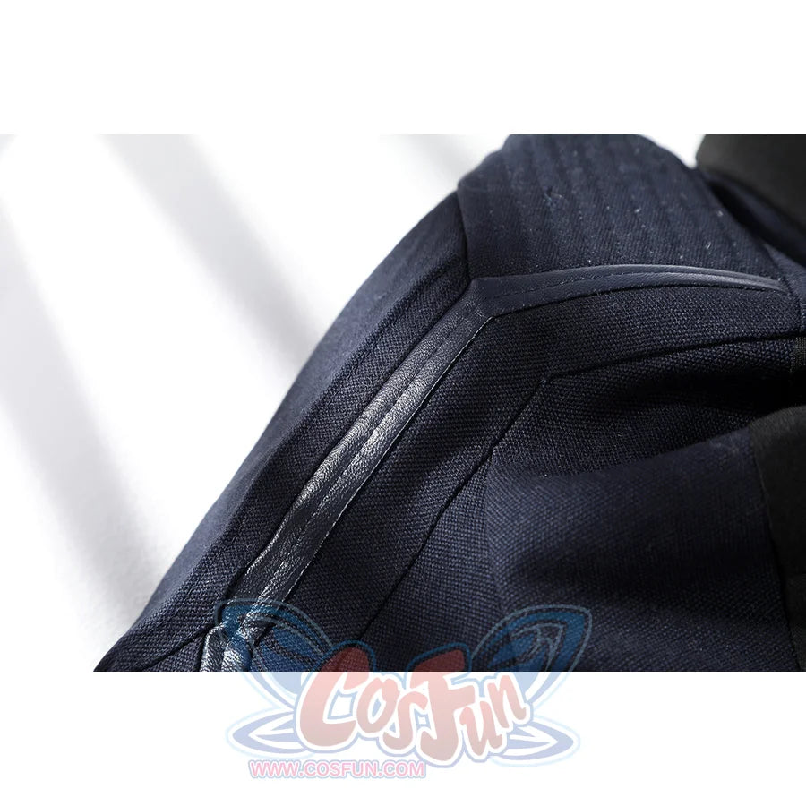 Thunderbolts John Walker cosplay costume shoulder with textured blue fabric and black PU trim.