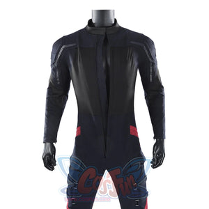 Thunderbolts John Walker cosplay costume pairs dark tactical panels with silver trim and red accents.