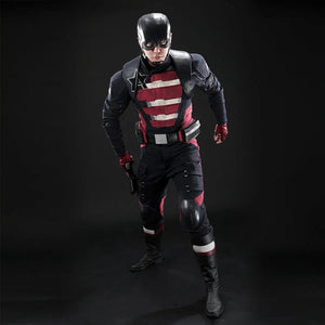 COSFUN Thunderbolts John Walker cosplay costume centers a black and red tactical suit with utility belt and mask.