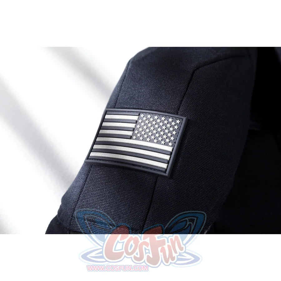 Thunderbolts John Walker cosplay costume sleeve with a raised black and silver American flag patch.