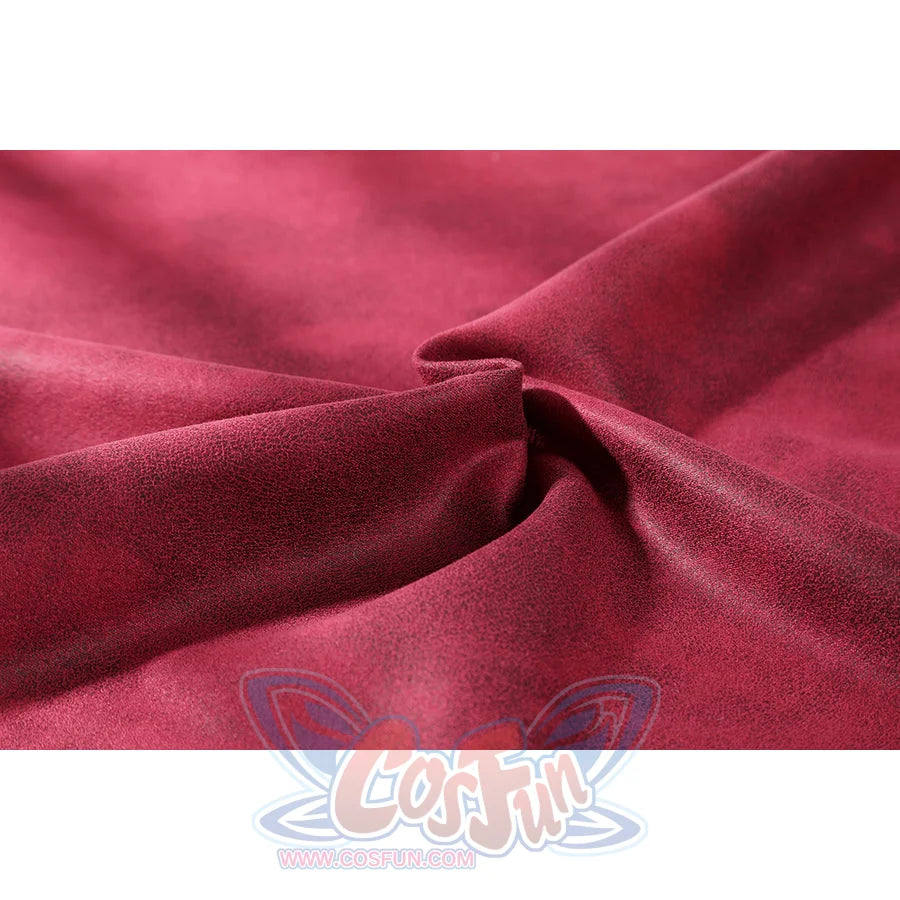 Thunderbolts John Walker cosplay costume texture highlights the soft, matte red suede fabric.
