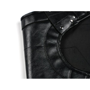 Tifa cosplay costume centers black faux leather side waist armor with silver-tone metallic studs.