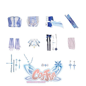 Tsaritsa cosplay costume set flat lay with the outfit arranged for viewing.