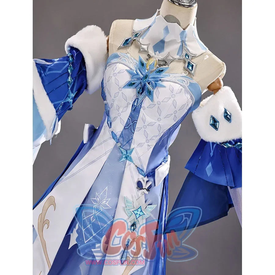 Tsaritsa cosplay costume upper-body view with a fitted pale blue bodice and asymmetric sleeves.