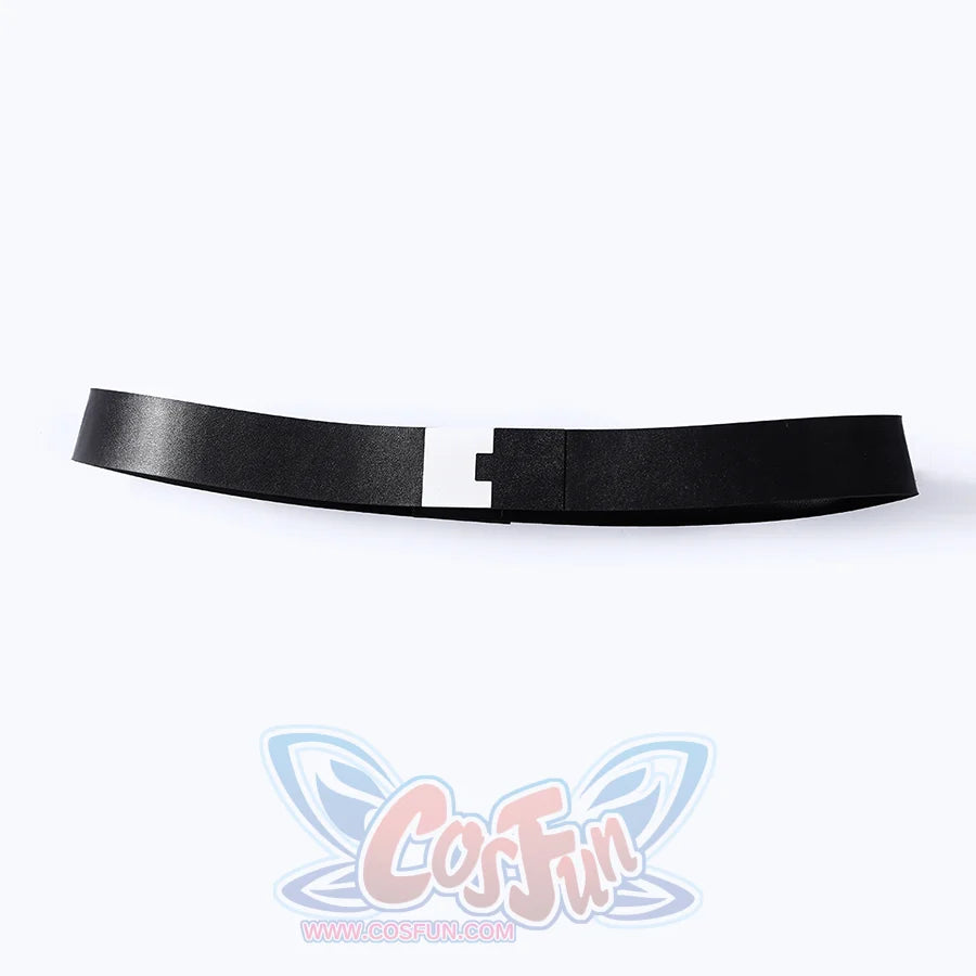 Harvey Dent Two-Face cosplay faux leather belt detail centers the split black-and-white buckle.
