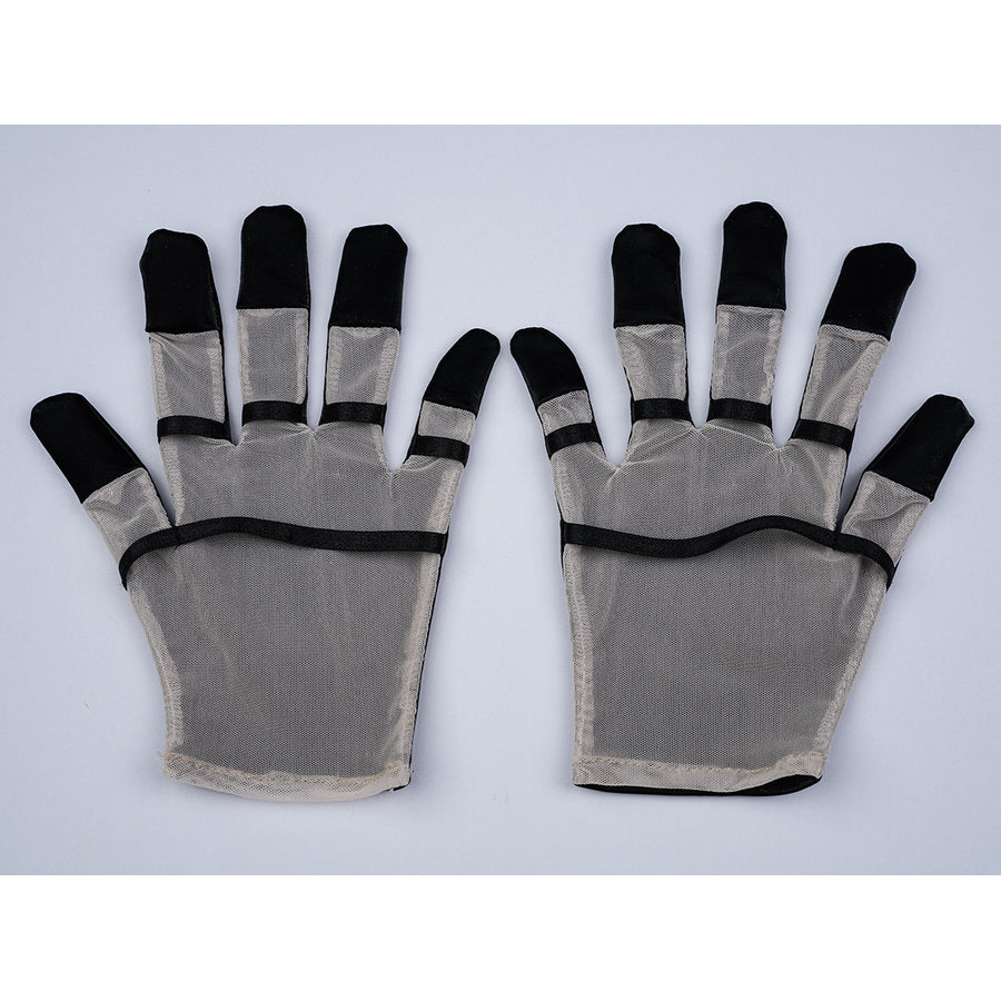 Velina Airgid cosplay gloves pair gray palms with black fingertips and white wrist panels for the costume.