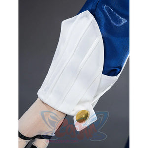 Velina Airgid cosplay sleeve cuff detail shows a white pleated cuff above the black glove strap.