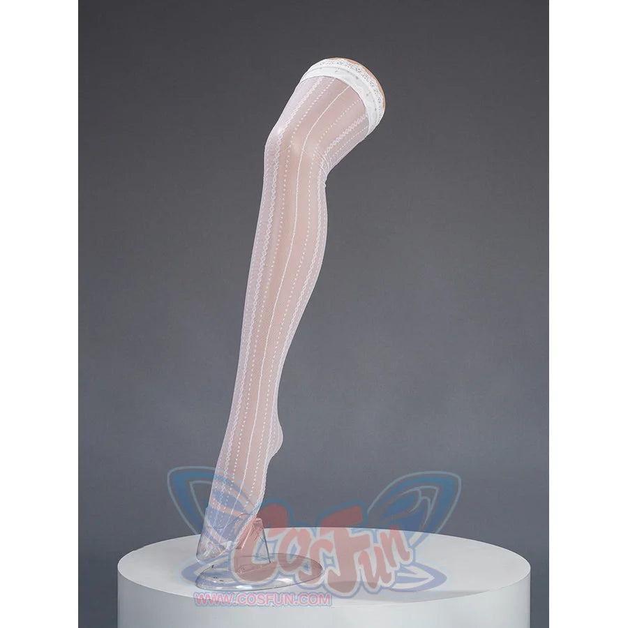 Velina Airgid cosplay stockings appear as pale striped legwear for the full costume set.