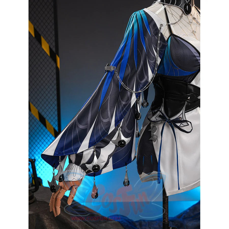 Velina Airgid cosplay costume centers satin sleeve with chain detail and corset.