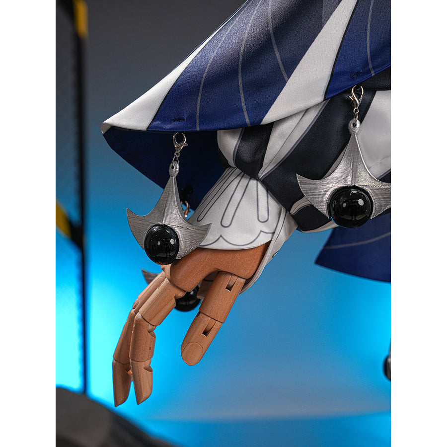 Velina Airgid cosplay costume centers satin sleeve with dangling silver-tone faux leather and orb charms.