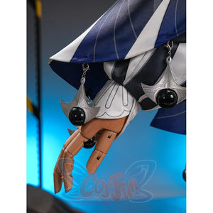 Velina Airgid cosplay costume centers satin sleeve with dangling silver-tone faux leather and orb charms.
