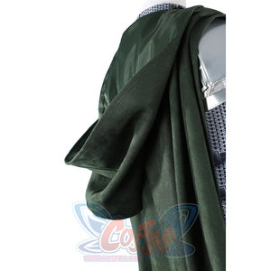 Doom Victor von Doom cosplay costume drops the green cape in a folded side detail.