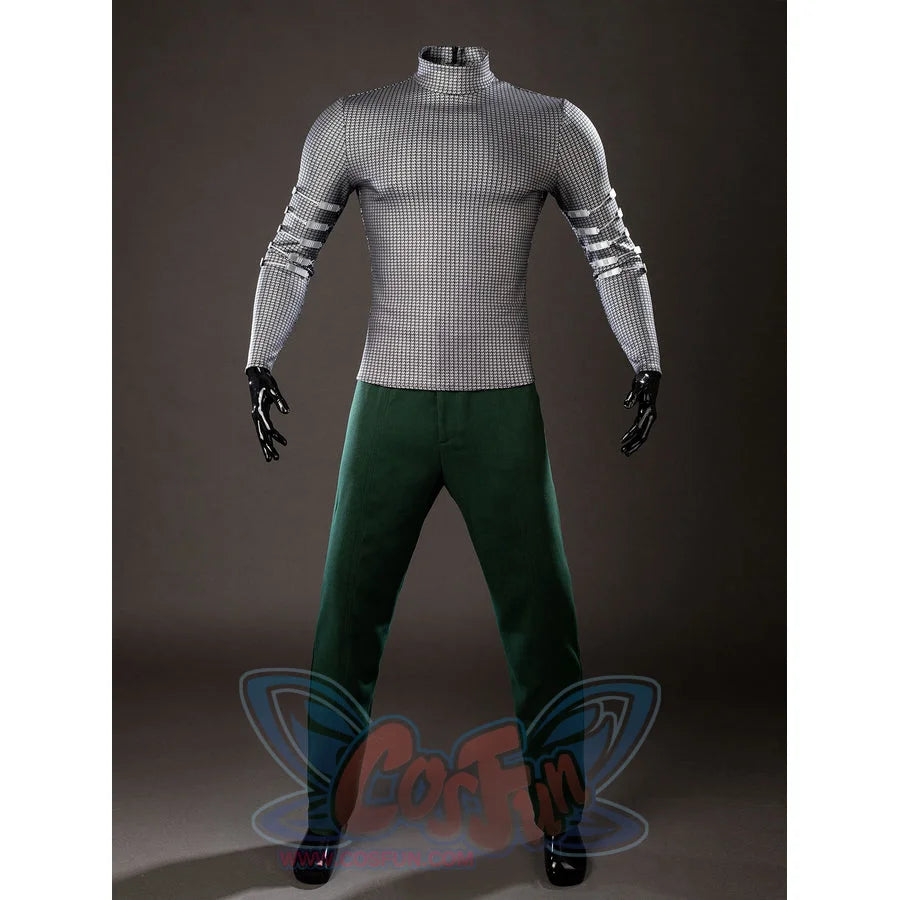 Victor Von Doom cosplay costume base layer pairs a chainmail-pattern shirt with fitted green pants.