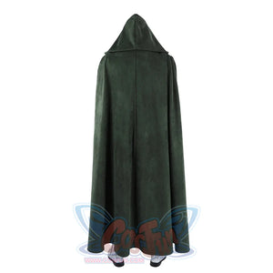Doom Victor von Doom cosplay costume turns the hooded green cape into a full back view.