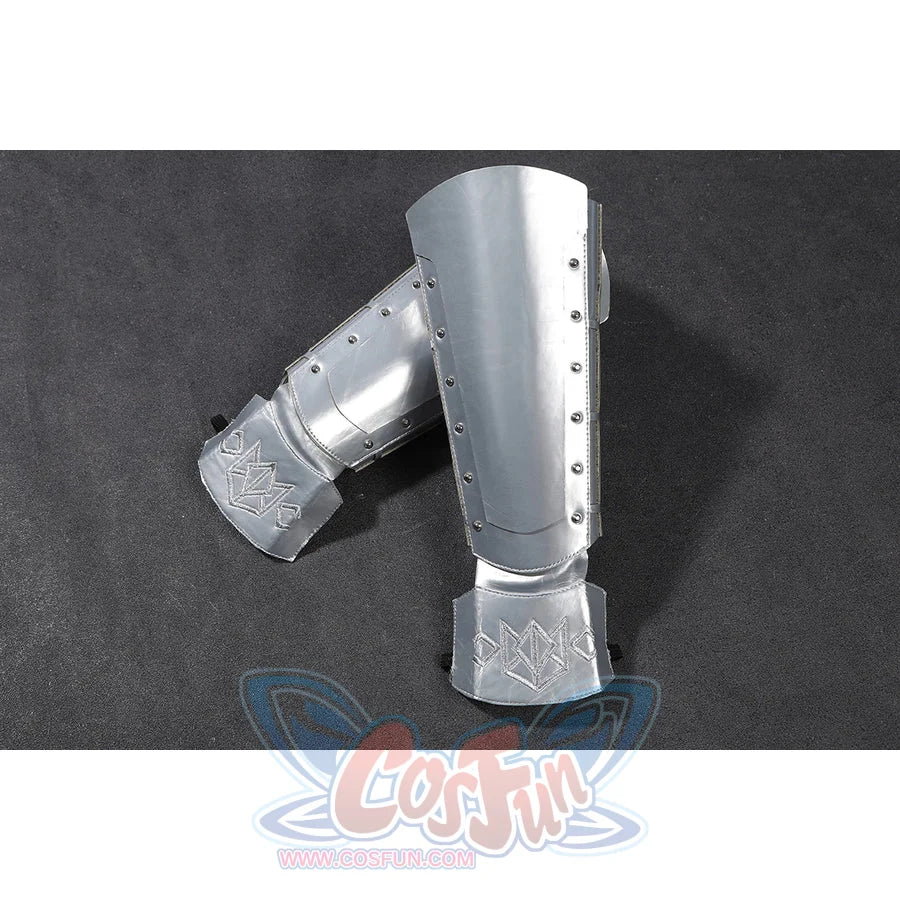 Doom Victor von Doom cosplay costume centers the silver boot and shin armor in a product view.